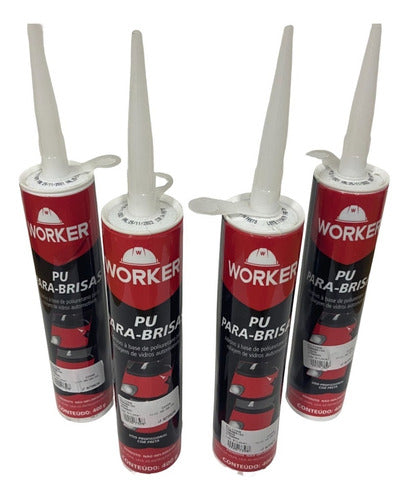 Kit 4 Adesivo Pu Fixa Parabrisa 400g - Worker
