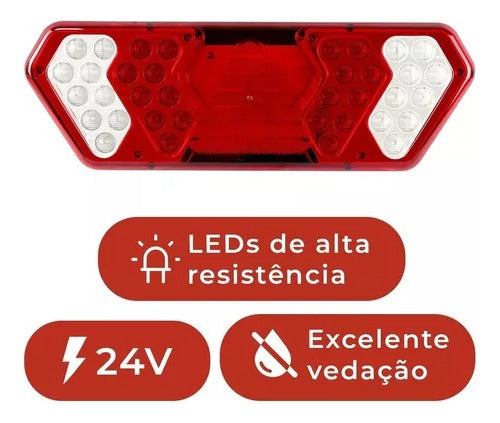 Lanterna Traseira Guerra Led Caminhão Carreta 24v